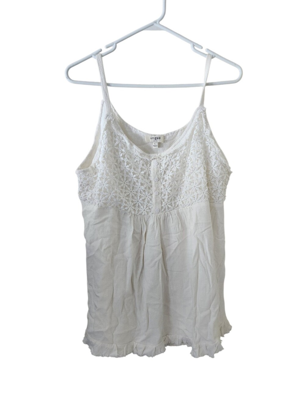 Umgee White Lace Sleeveless Top